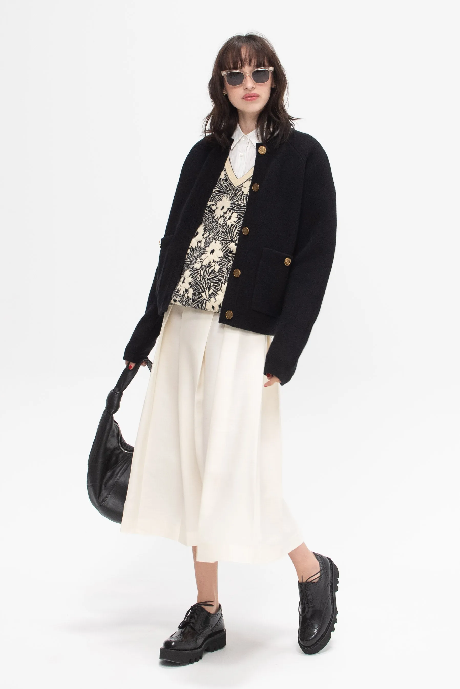 Wool Silk Twinflower Skirt, Macadamia