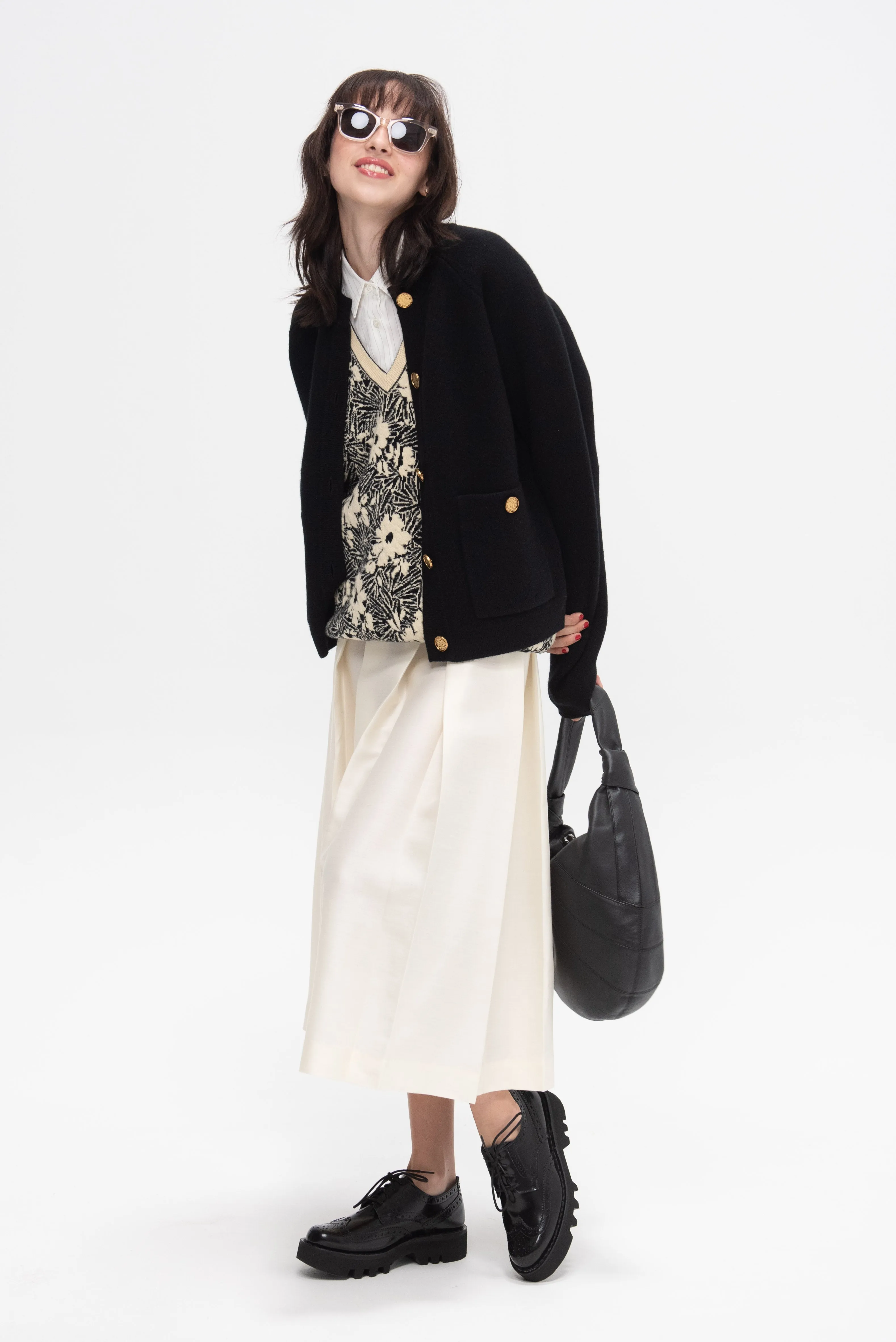 Wool Silk Twinflower Skirt, Macadamia