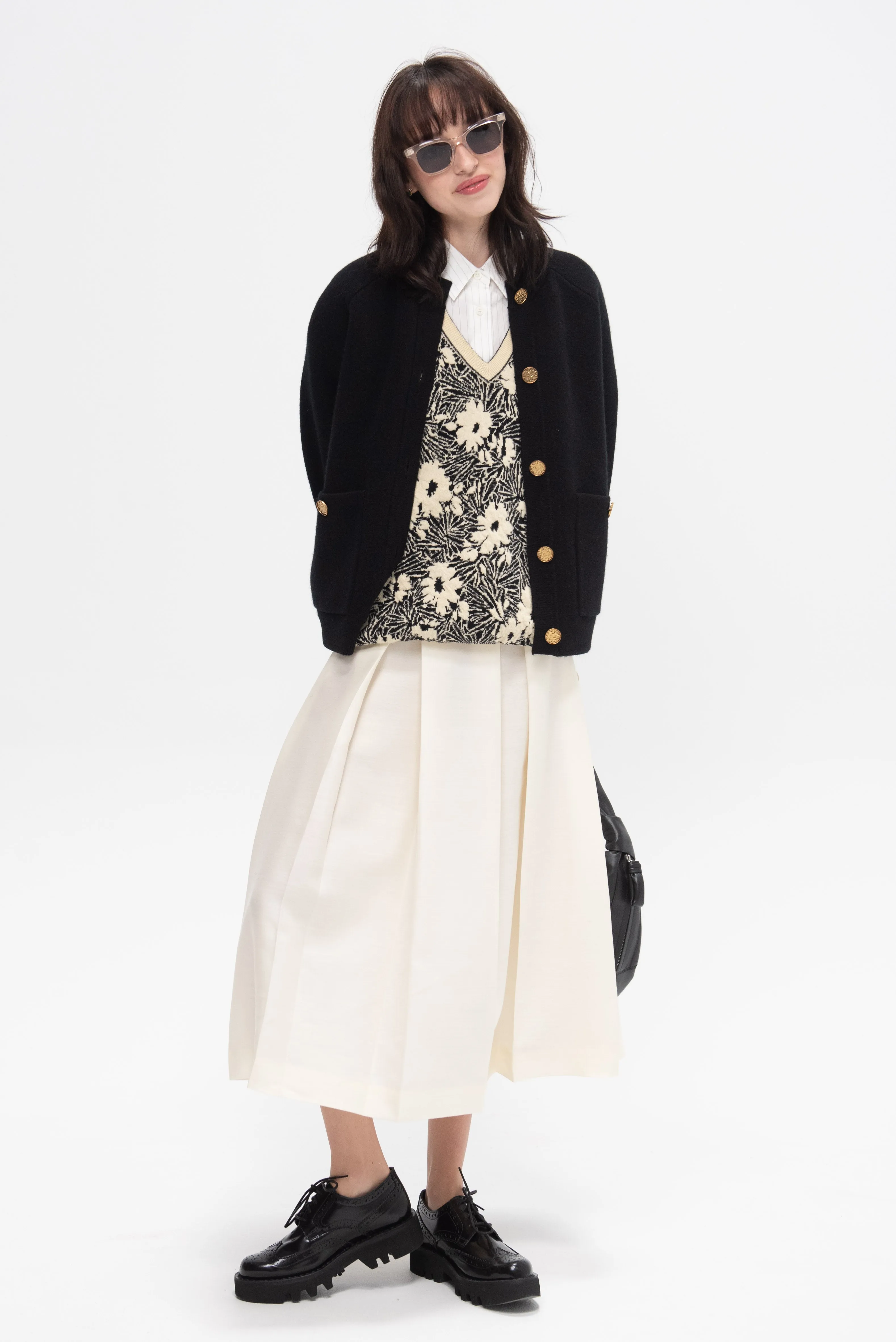 Wool Silk Twinflower Skirt, Macadamia